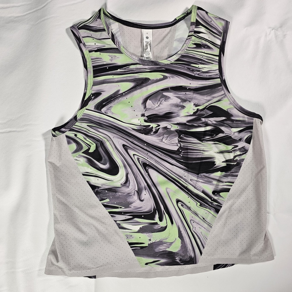 Lululemon Womens Size 6‎ Athletic Tank Top Marble Print Sleeveless Workout
